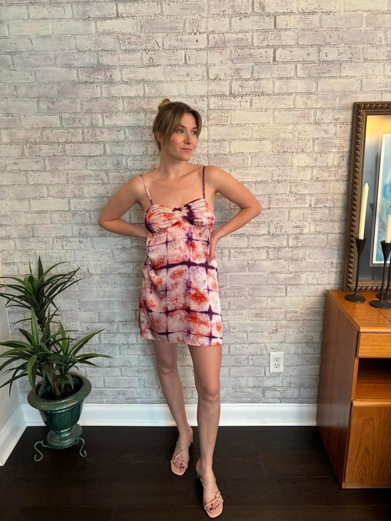 Dresses & Skirts - Vintage 90s Women's Pink Tie-Dye Slip Dress